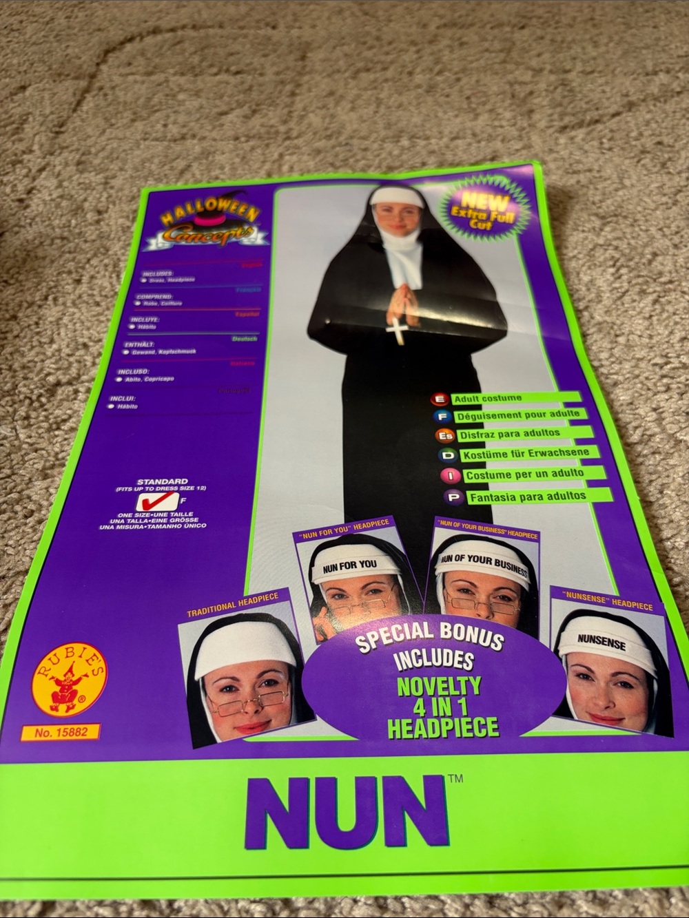 Nun Halloween Costume Standard Size